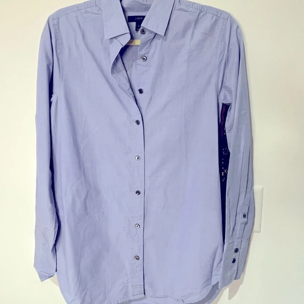 J.Crew Sequin side-stripe shirt in blue cotton